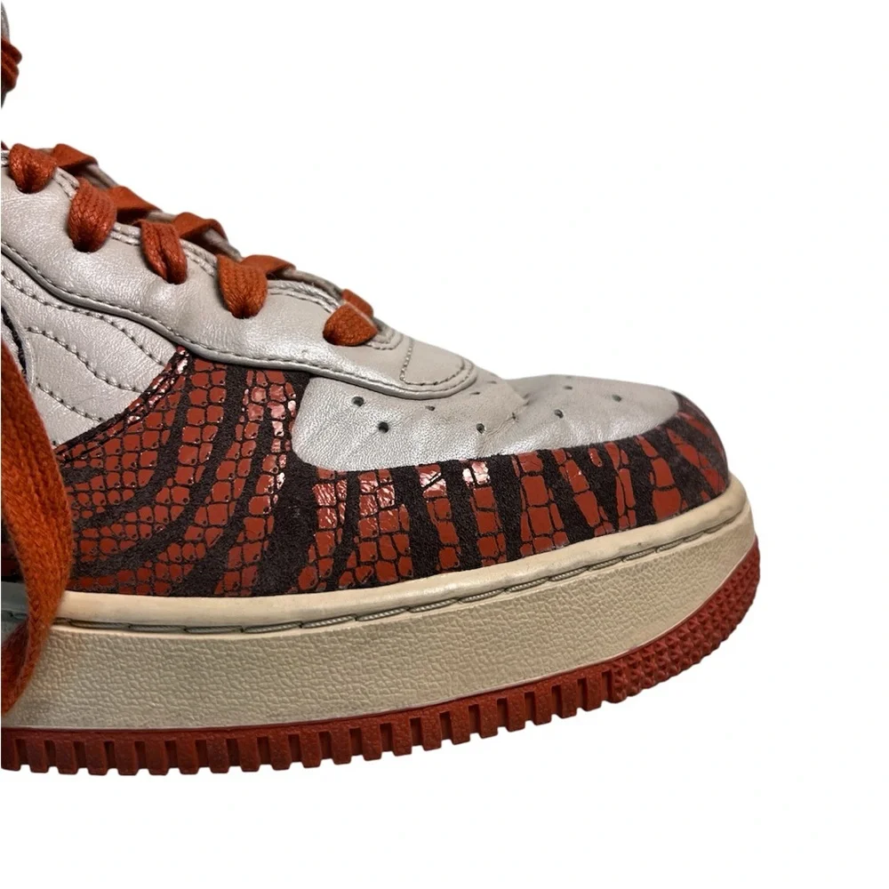 Nike Women’s Air Force 1 High 6” Wedge Sneakers Orange Zebra Print Size 9.5 Rare